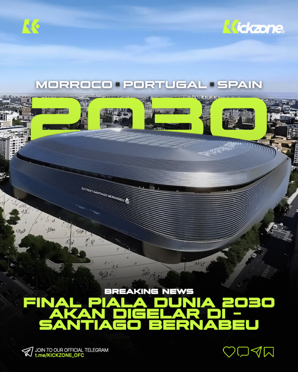 FIFA resmi umumkan Santiago Bernabéu sebagai venue final Piala Dunia 2030