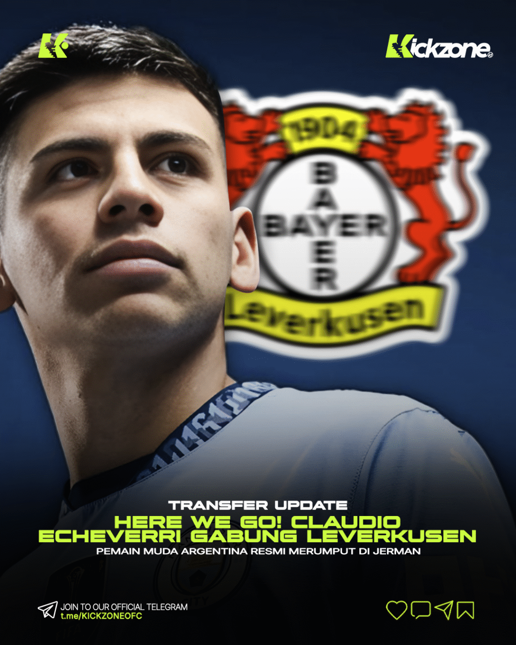Claudio Echeverri resmi bergabung dengan Bayer Leverkusen