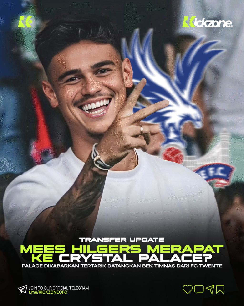Mees Hilgers dikabarkan segera gabung Crystal Palace dari FC Twente