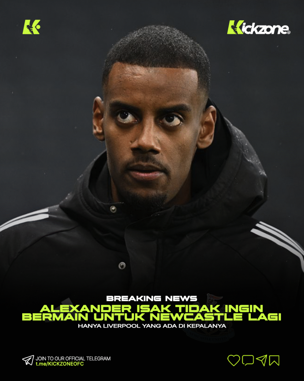 Alexander Isak menegaskan hanya ingin pindah ke Liverpool dari Newcastle