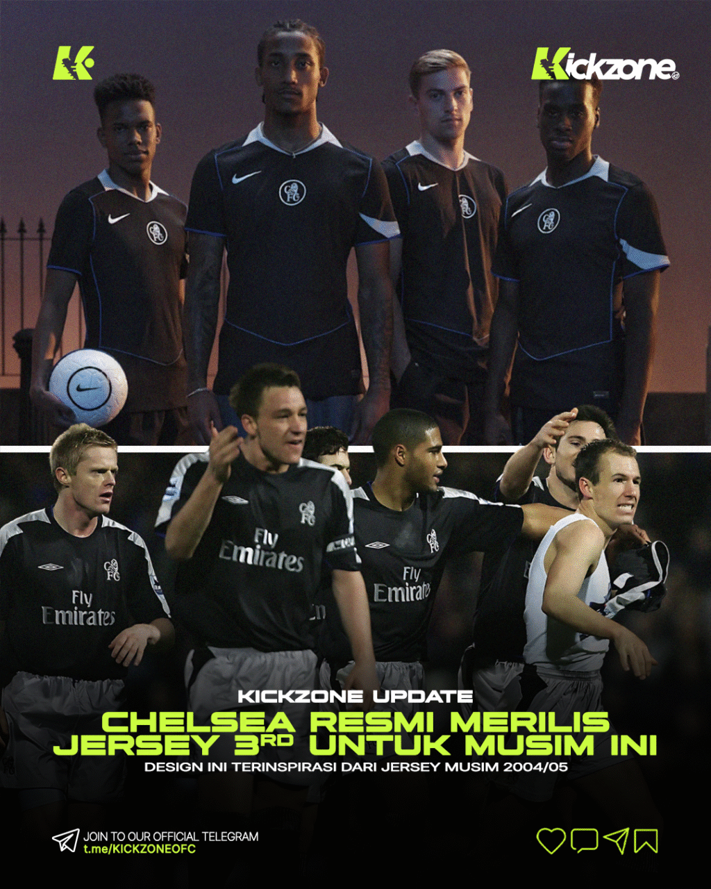 Chelsea resmi merilis jersey 3rd musim 2025/26 terinspirasi dari desain 2004/05