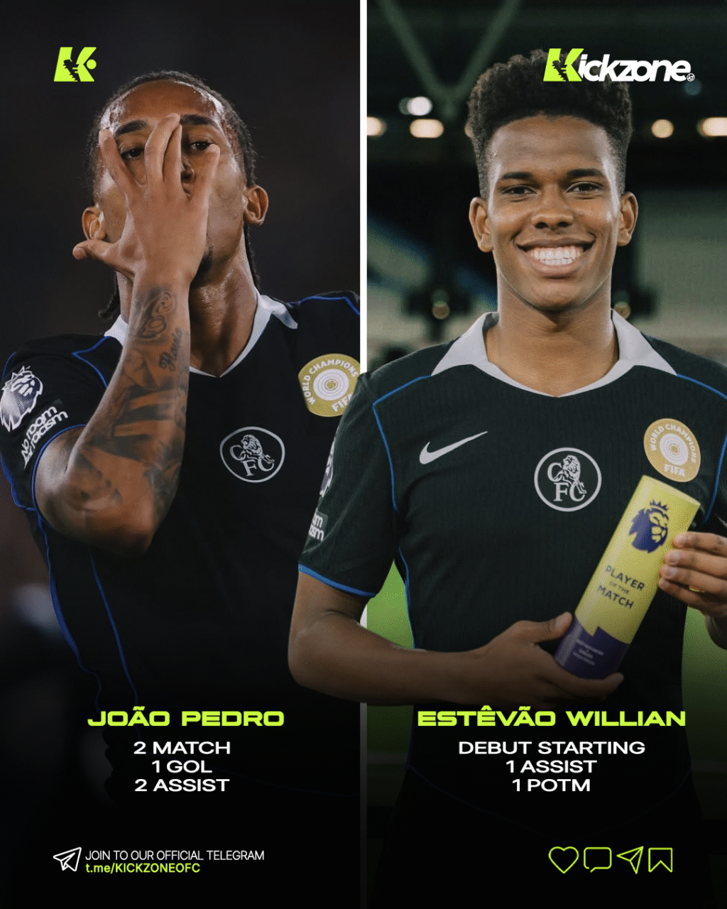 João Pedro dan Estêvão Willian tampil impresif di awal musim EPL 2025/26 bersama KJD