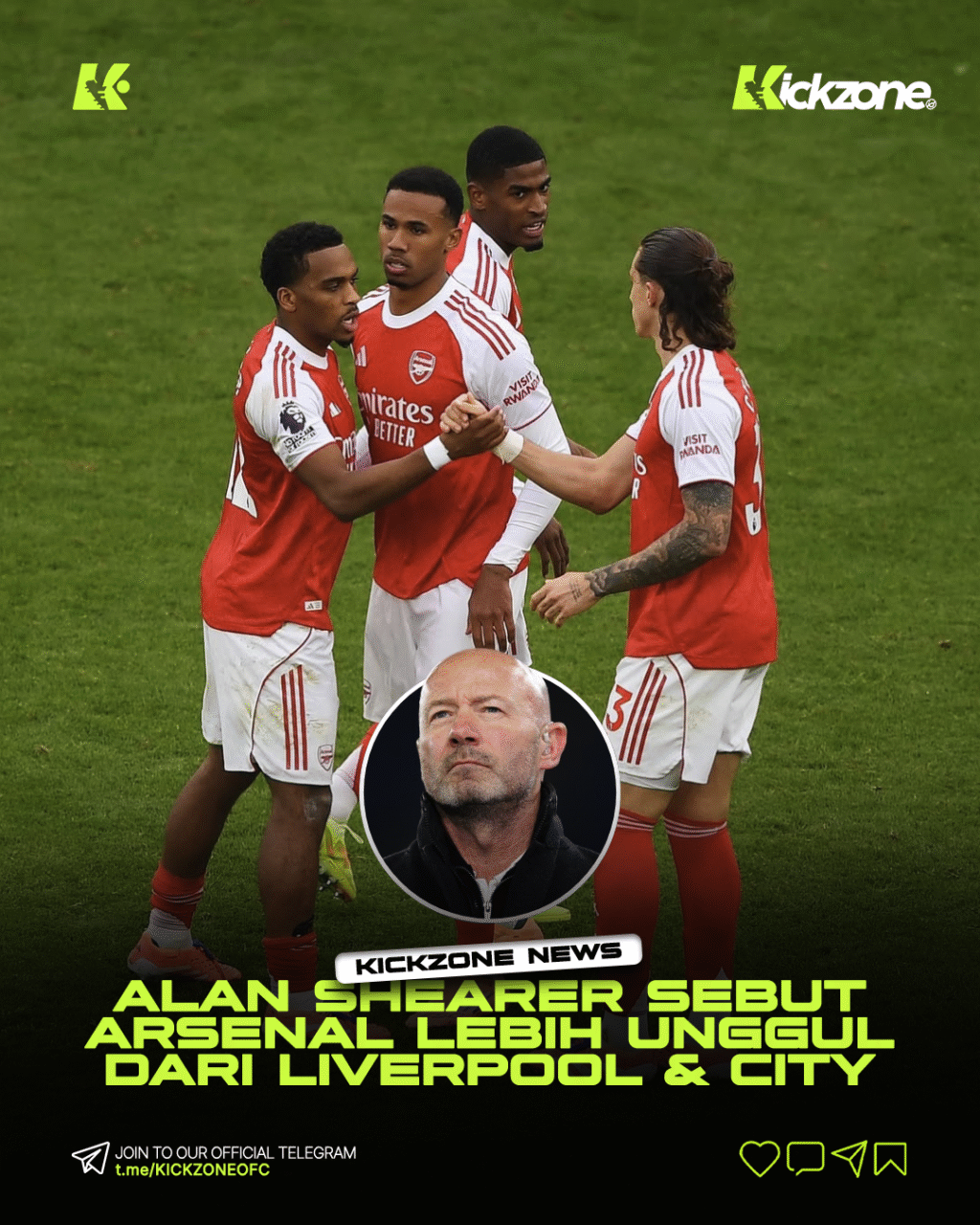 Alan Shearer memuji performa solid Arsenal di Liga Inggris musim 2025