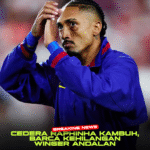 Raphinha mengalami cedera hamstring kambuh saat latihan bersama Barcelona.