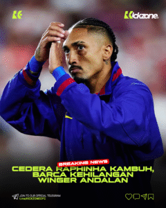 Raphinha mengalami cedera hamstring kambuh saat latihan bersama Barcelona.