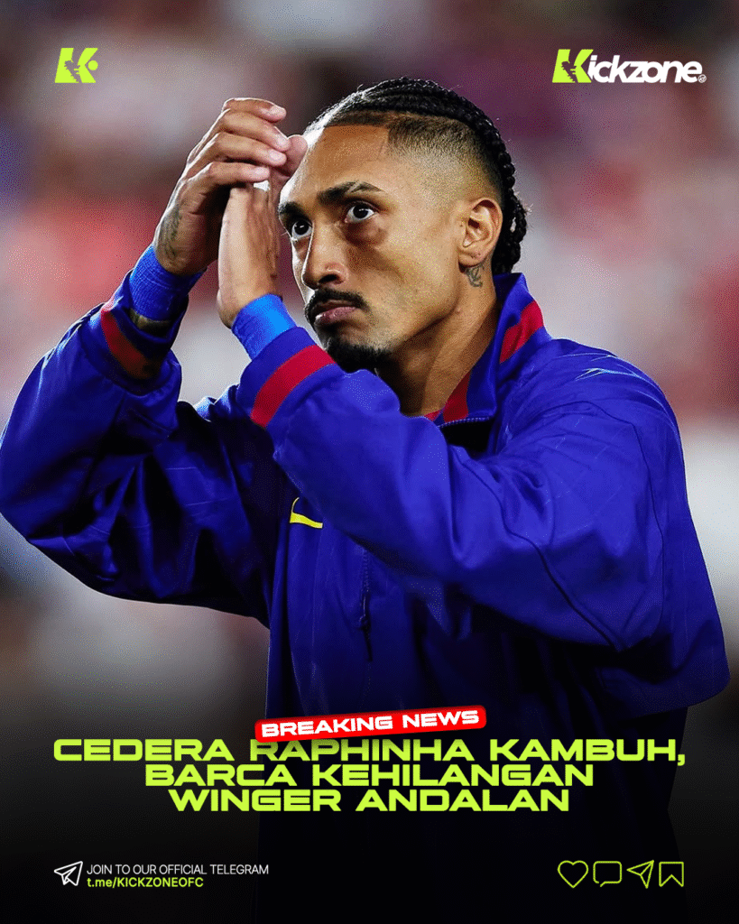Raphinha mengalami cedera hamstring kambuh saat latihan bersama Barcelona.